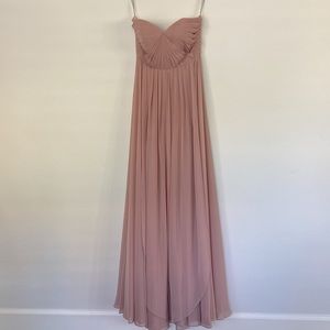 bridesmaid makeup navy dress Elegant Blush Pink Cowl Neeck Bridesmaid Dress with Slit – FancyVestido main image 0